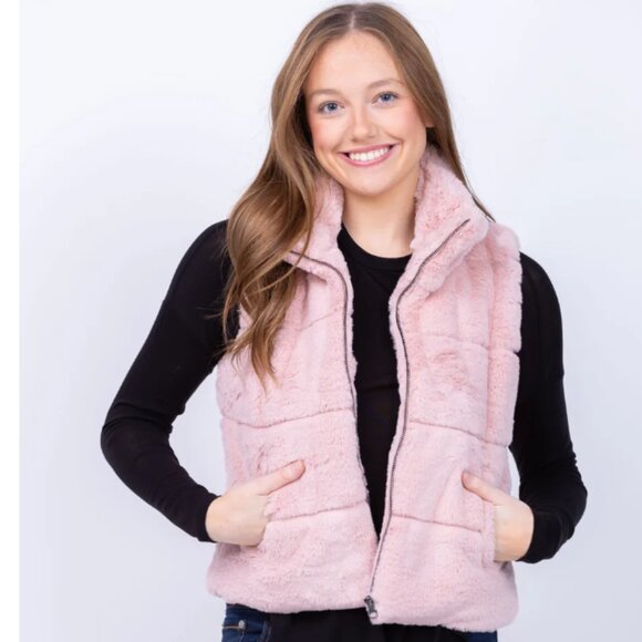J. Society Fur Vest‎ in Pink Small - Picture 1 of 11